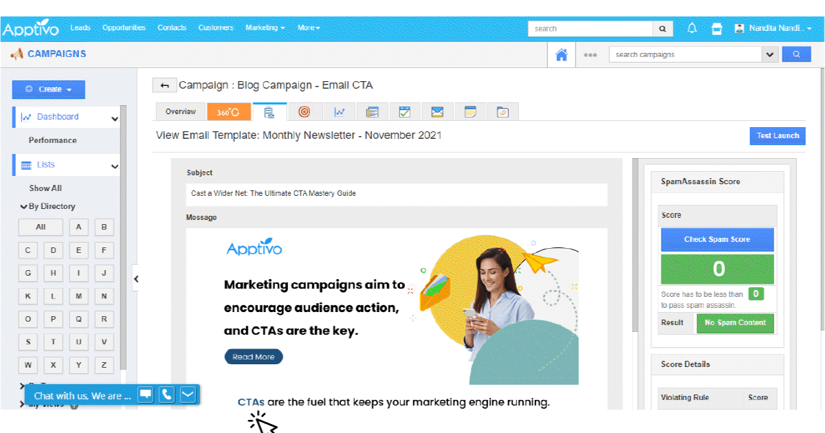 Apptivo email spam protection