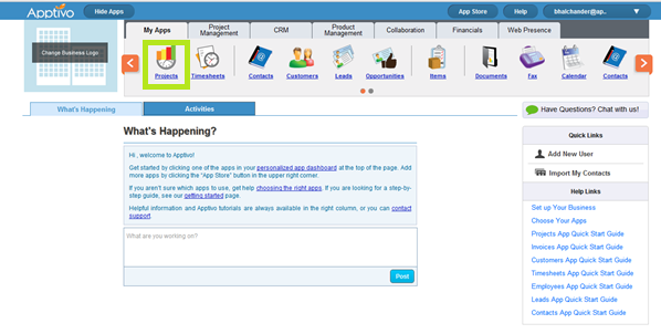 Apptivo post sign on page Apptivo post sign on page